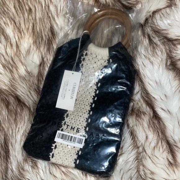 LAUDE THE LABEL Gabby Mini Macrame Bag Black Curateur Summer 2023 Rachel Zoe New - Picture 2 of 4